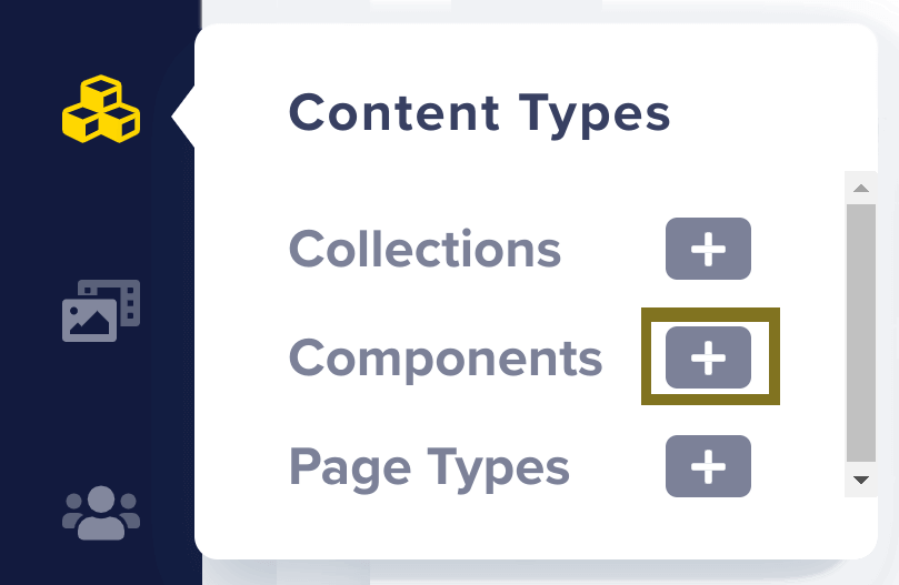 The plus sign button on the content pane rollout menu