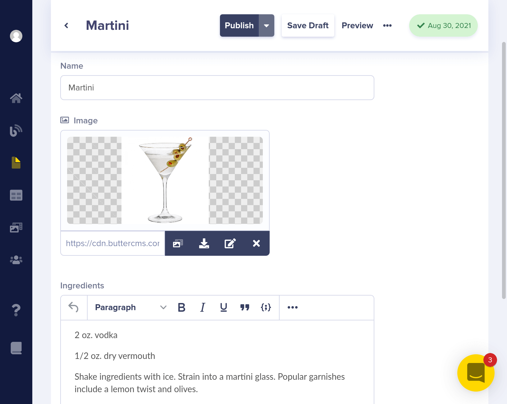 Sample Cocktail Page